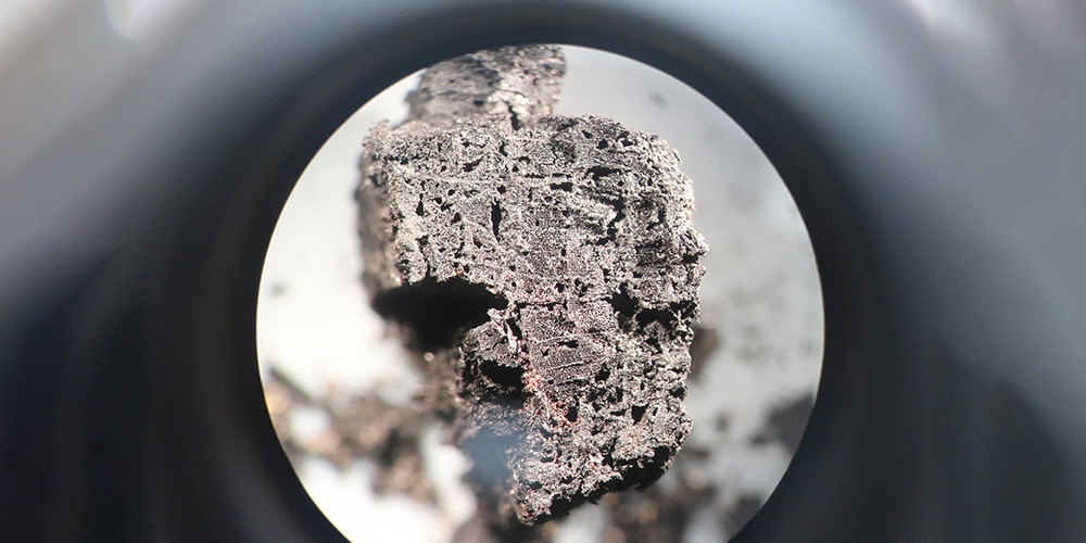 Blick durch ein Mikroskop auf eine Holzstruktur 